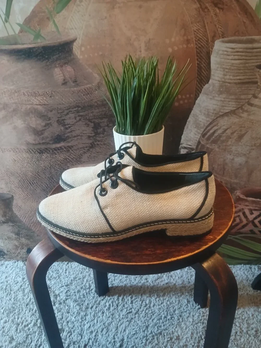 TORY BURCH fawn linen oxford espadrilles Size 7.5M